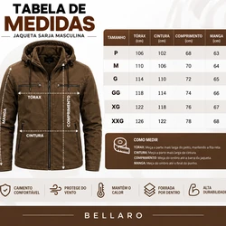[Compre 1 Leve 2] Jaqueta Masculina de Sarja Forrada com Capuz Removível – Conforto, Estilo e Proteção