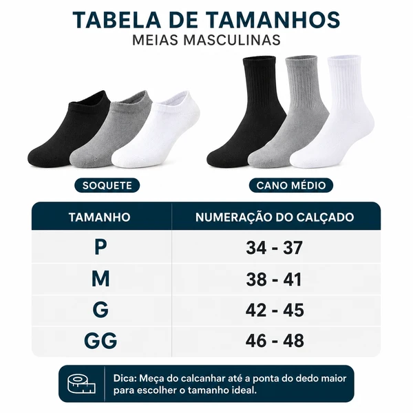 Kit 36 Pares de Meias Masculinas – Estoque para Meses com Mais Economia