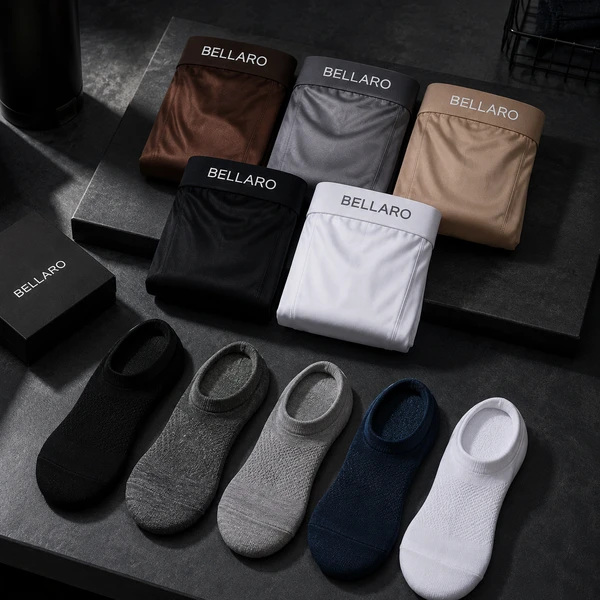 [Leve 10 e Pague 5] Kit Masculino Belvori – 5 Cuecas Boxer Premium + 5 Pares de Meias