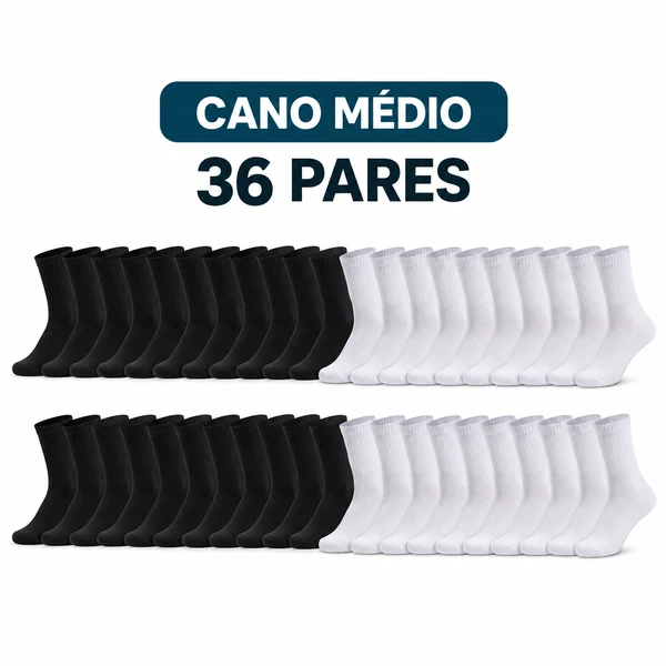 Kit 36 Pares de Meias Masculinas – Estoque para Meses com Mais Economia