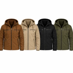 [Compre 1 Leve 2] Jaqueta Masculina de Sarja Forrada com Capuz Removível – Conforto, Estilo e Proteção