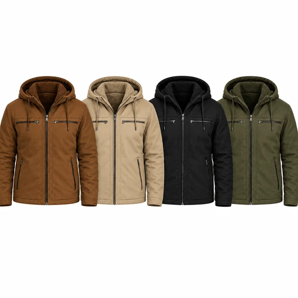 [Compre 1 Leve 2] Jaqueta Masculina de Sarja Forrada com Capuz Removível – Conforto, Estilo e Proteção