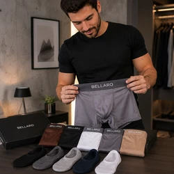 [Leve 10 e Pague 5] Kit Masculino Belvori – 5 Cuecas Boxer Premium + 5 Pares de Meias