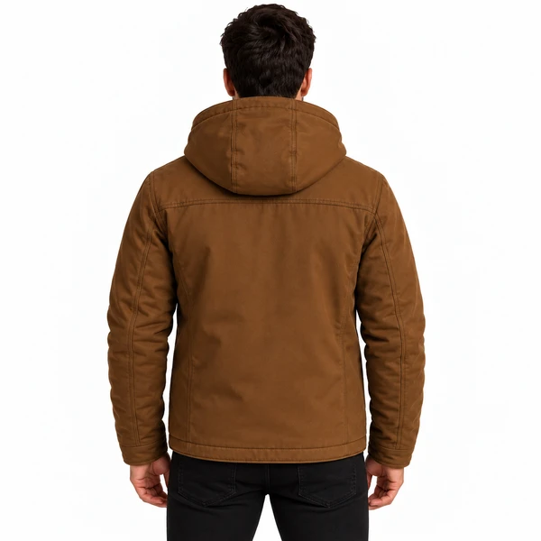 [Compre 1 Leve 2] Jaqueta Masculina de Sarja Forrada com Capuz Removível – Conforto, Estilo e Proteção